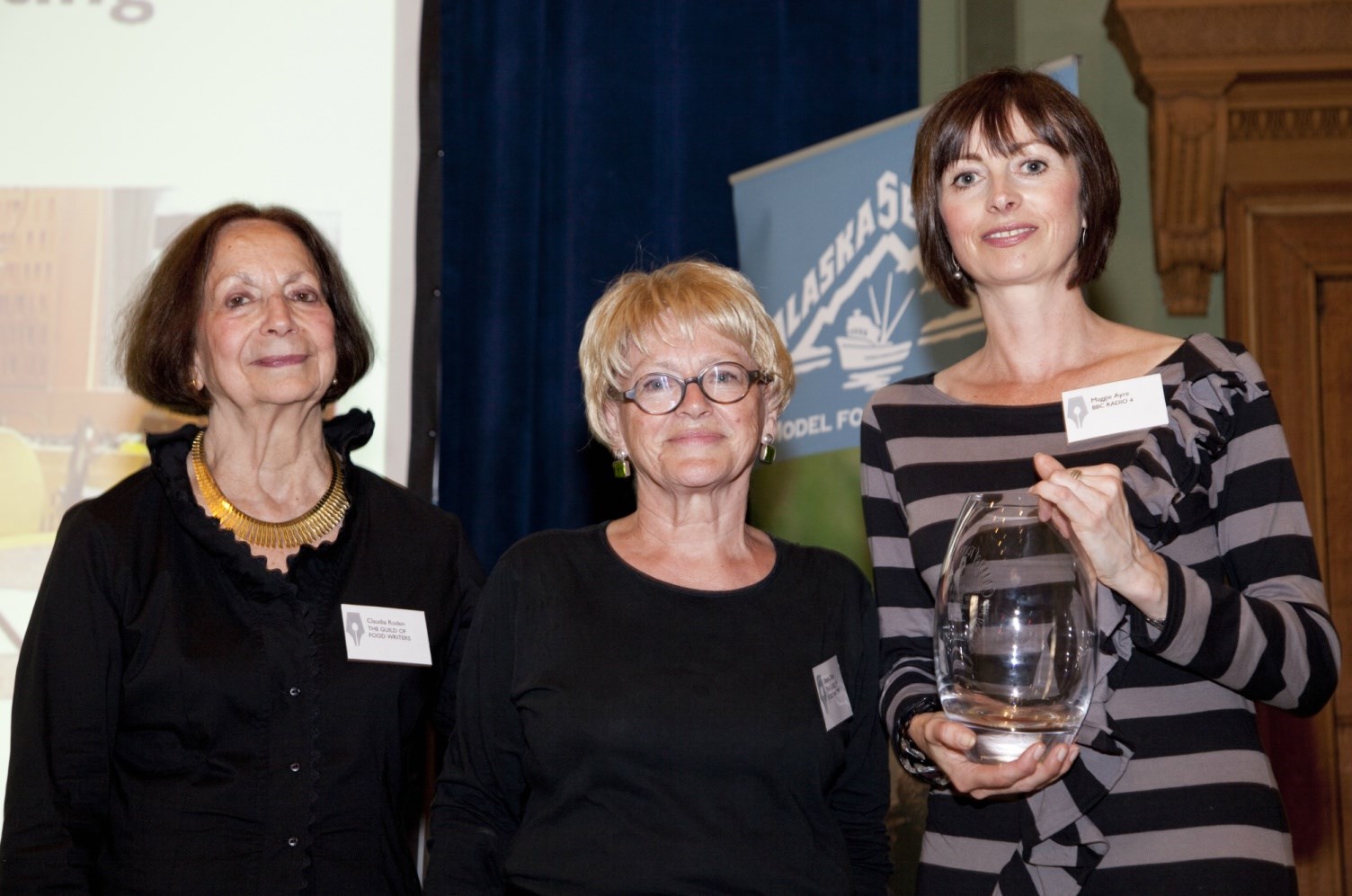 Claudia Roden presenting the Miriam Polunin Award for Work on Healthy Eating to from left to right: Sheila Dillon and Maggie Ayre from BBC Radio 4's The Food Programme